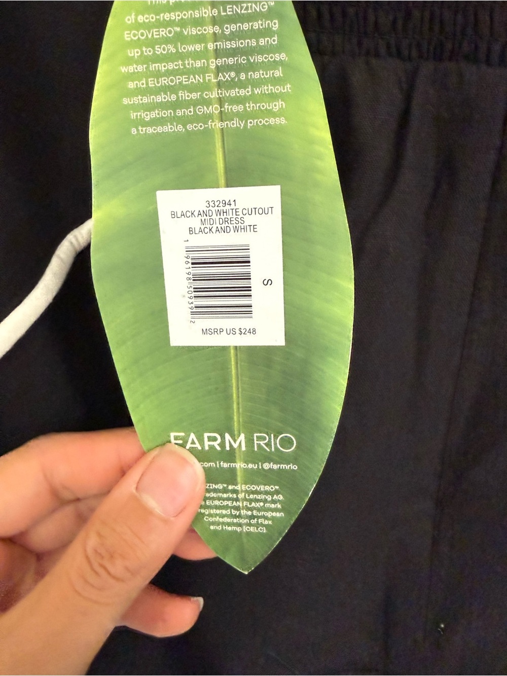 FARM Rio Black Midi Dress with White Contrast Piping - Picture 5 of 7